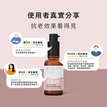 【BFFECT】柔膚瓶-0.05%維他命A醛毛孔緊緻精華 30ml/盒