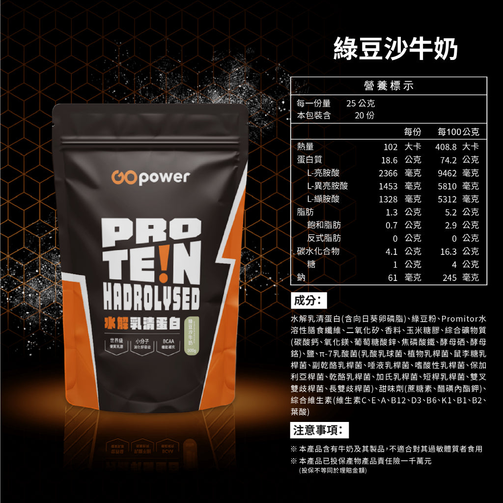 【果果能量】多口味水解乳清蛋白飲 500g/袋 Whey Protein
