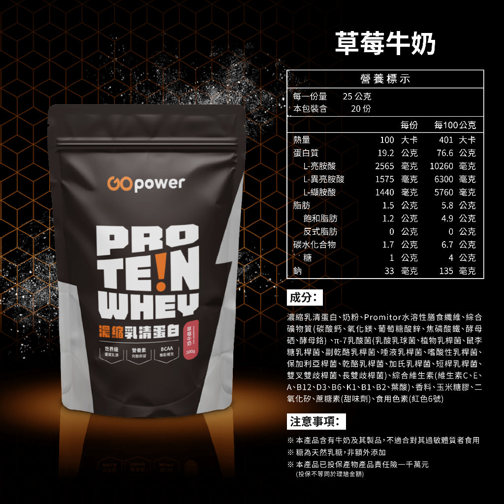 【果果能量】多口味低脂濃縮乳清蛋白飲 500g/袋 Whey Protein