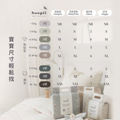 【Noopii】美好尿布 紐西蘭 黏貼型體驗包 2片/包 尿布首選 紙尿褲 拉拉褲 單包賣場