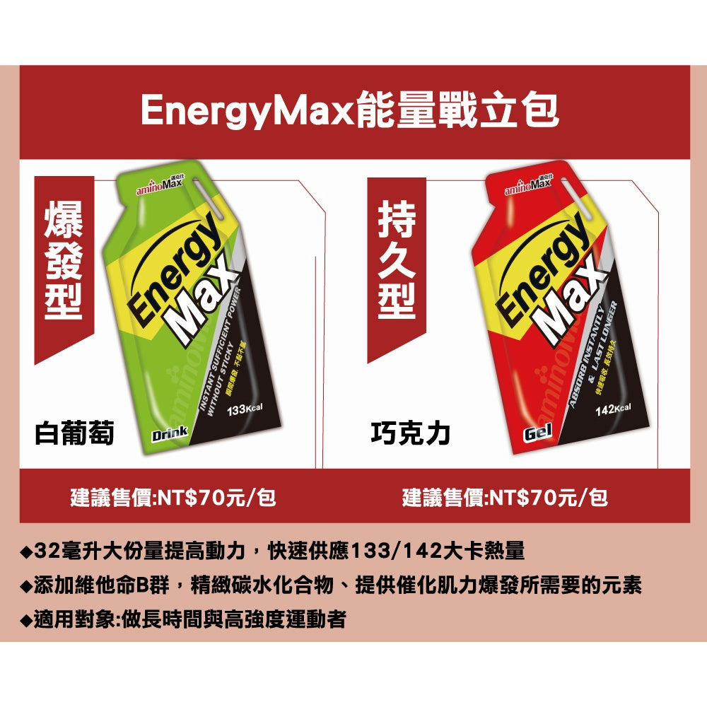 【aminoMax】邁克仕EnergyMax戰立能量包 爆發型/持久型 高強度運動者 長時間賽程