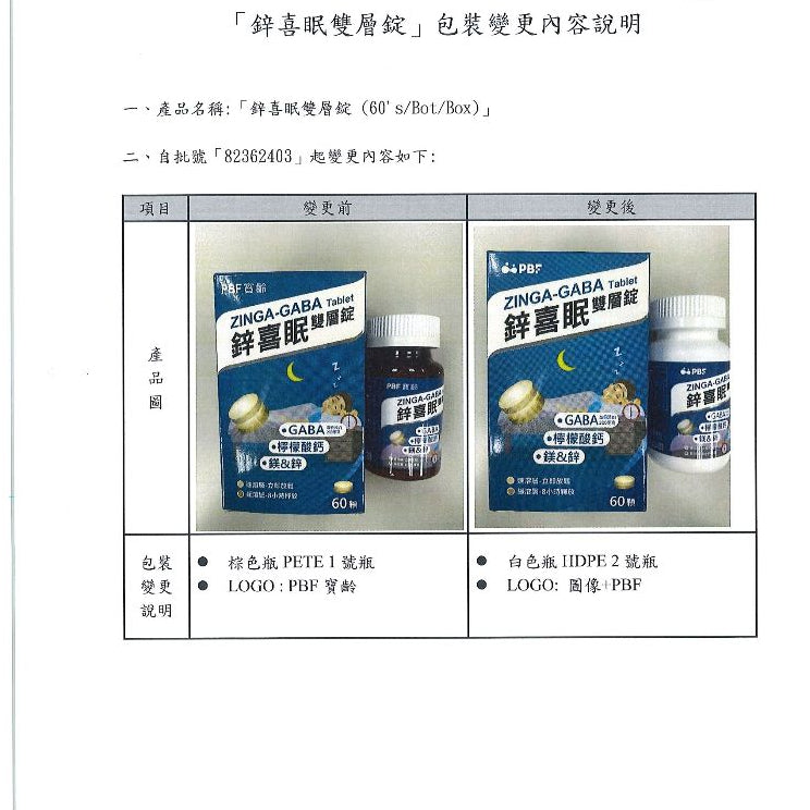 【PBF寶齡富錦】鋅喜眠雙層錠 60顆/瓶 添加GABA 穩定入睡 天然萃取物 不添加人工色素 更換新包裝