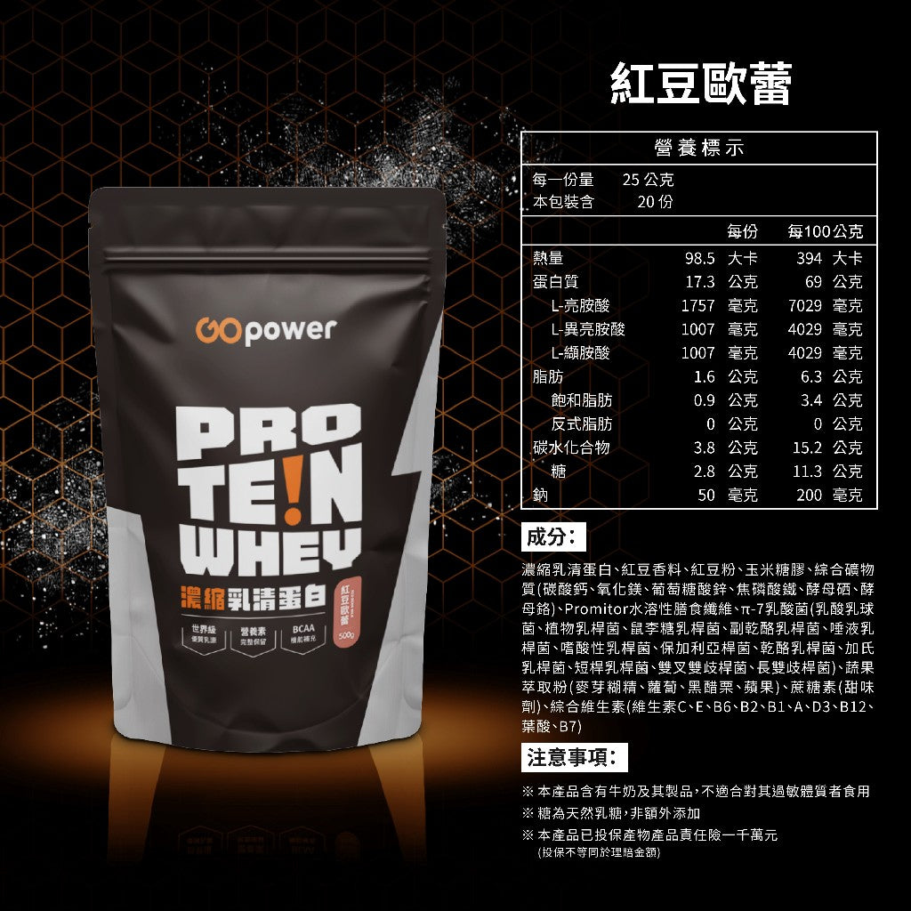 【果果能量】多口味低脂濃縮乳清蛋白飲 500g/袋 Whey Protein