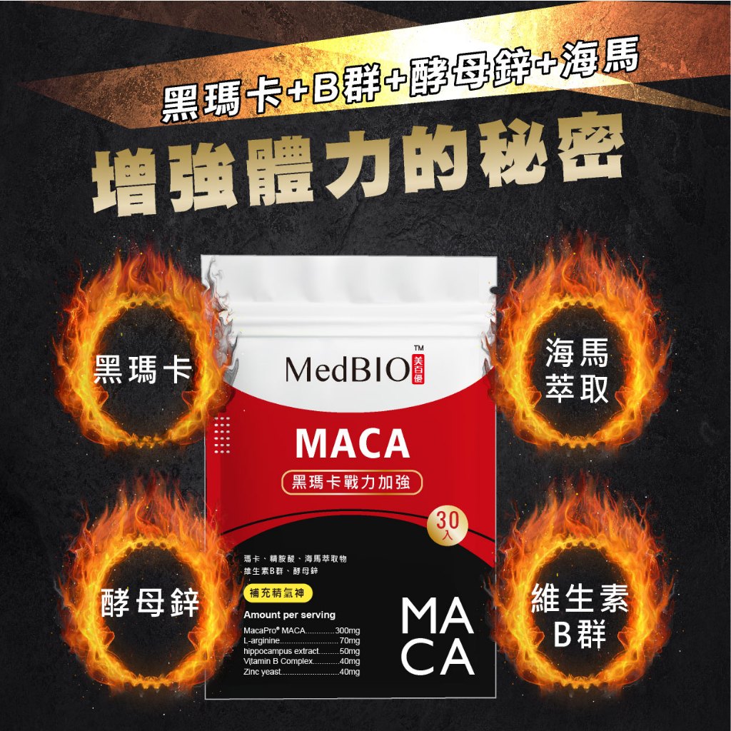 【MedBIO美百優】黑瑪卡戰力加強膠囊 30粒/包 增強體力與耐力 提升男性機能