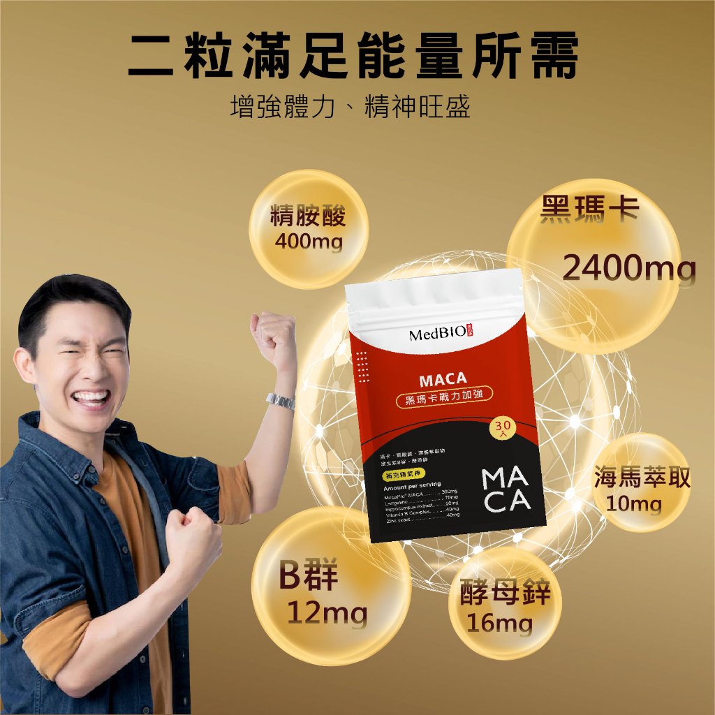 【MedBIO美百優】黑瑪卡戰力加強膠囊 30粒/包 增強體力與耐力 提升男性機能