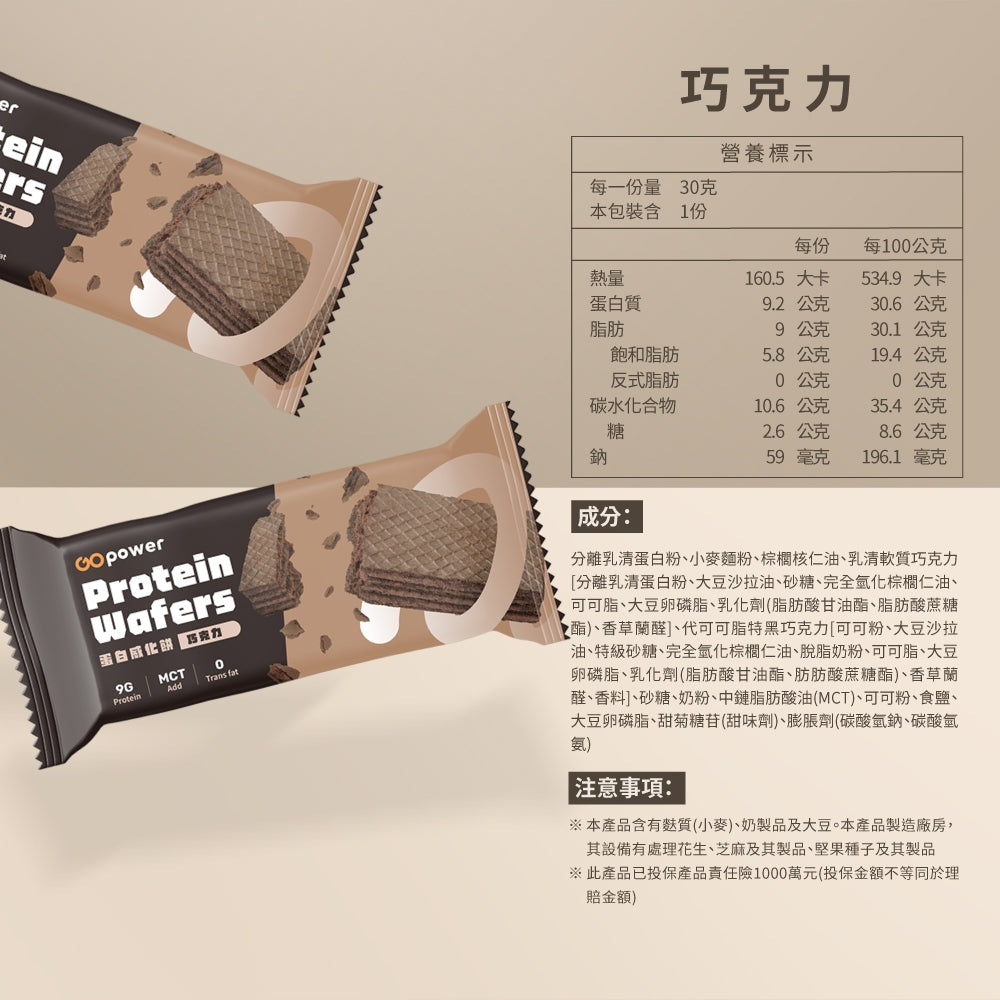 【果果能量】蛋白威化餅 30g/包 蛋白零食 蛋白零嘴 健身工廠聯名