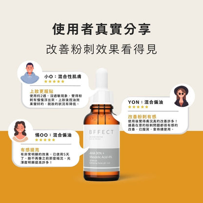 【BFFECT】30%煥膚瓶-30%果酸+4%杏仁酸 30ml/盒