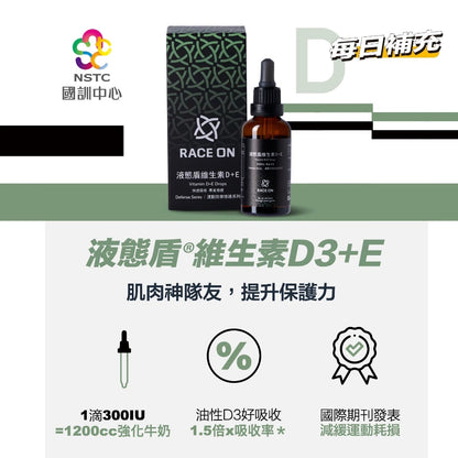 【RACE ON銳速】液態盾維生素D3+E 40ml/盒 非活性D3 滴劑 成分單純 專業補給 提升保護力