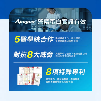 【遠東生技】Apogen®愛保清藻精蛋白防護膠囊4.0+ 30顆/盒 專利藻精蛋白 大蒜 兒茶素 蜂膠
