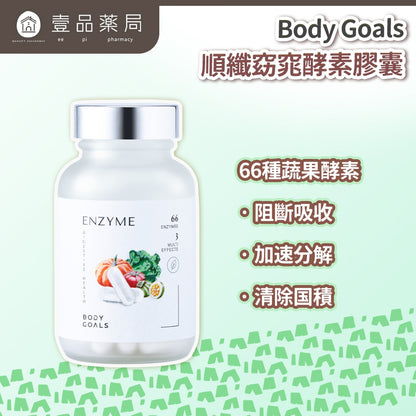 【Body Goals】順纖窈窕酵素膠囊 60顆/瓶 白腎豆 藤黃果 蔬果酵素 膳食纖維 排便順暢