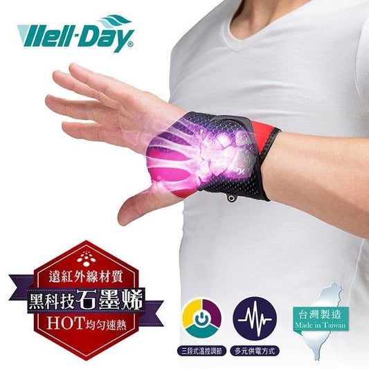 【晶晏】石墨烯護腕熱敷墊 USB供電 遠紅外線 恆溫熱敷 三段溫控 舒緩不適 輕巧便攜 親膚可拆洗