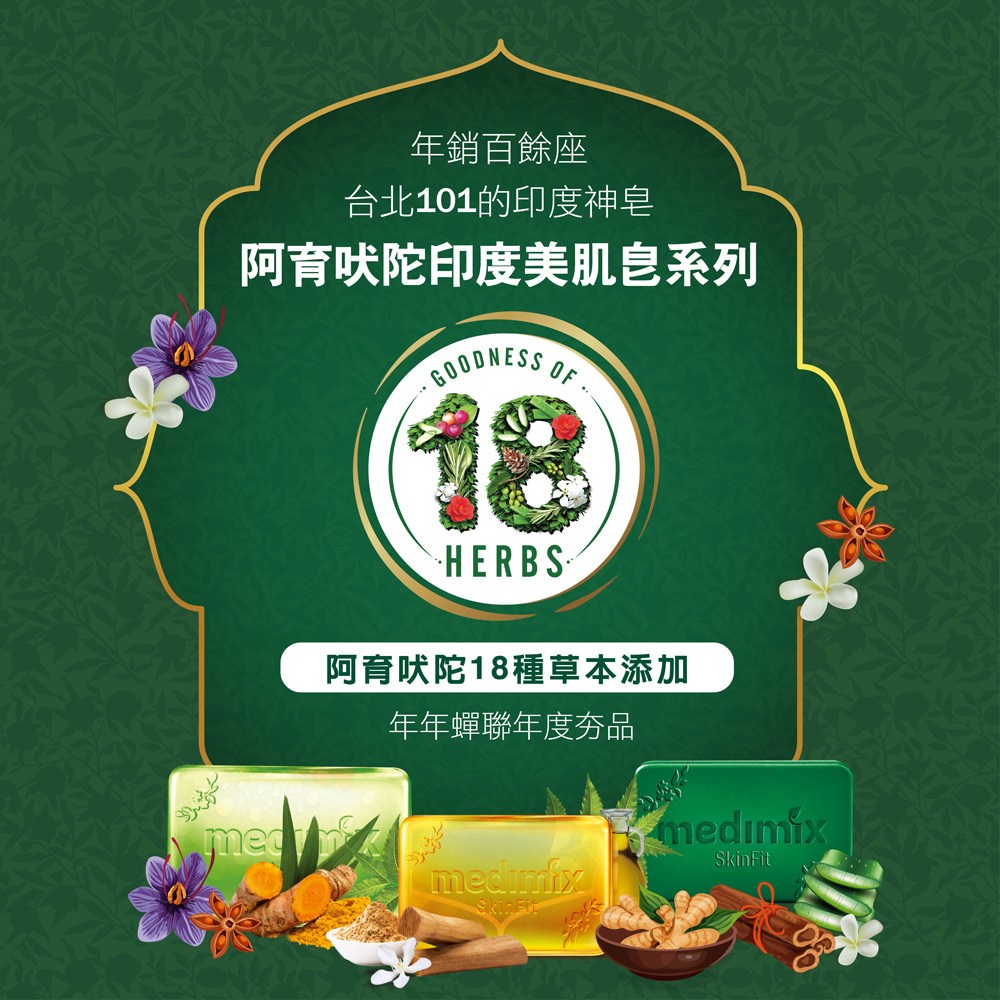 【Medimix】綠寶石皇室藥草浴美肌皂 125g/盒 印度香皂 印度美肌皂 草本精萃 沐浴洗臉 潔膚皂