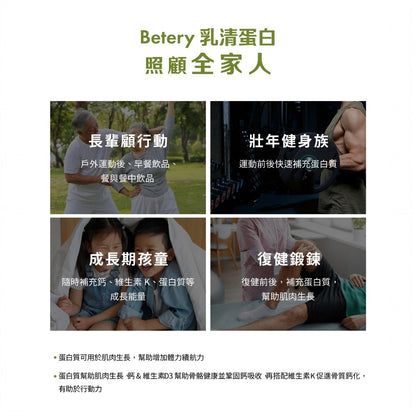 【Betery】乳清蛋白 6包/盒 靜岡抹茶 台灣芝麻 高鈣D3+K2 高蛋白補給 營養補充 運動補給