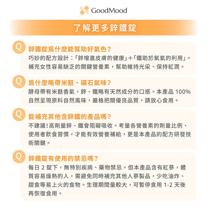 【GoodMood】好氣色-煥光鋅鐵錠 120錠/盒 韓國專利紅蔘 酵母鋅 專利甘胺酸亞鐵 養顏美容