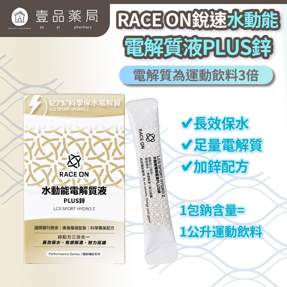 【RACE ON銳速】水動能電解質液PLUS鋅 12包/盒 2025升級版 科學化補給 國手運動員一致推薦