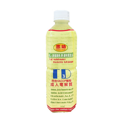 【惠幼】箱購 TD3成人電解質飲品 500ml 原味/檸檬 營養補充 TD3電解水 惠幼電解水 發燒 腹瀉