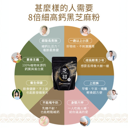 【芝初】8倍細高鈣黑芝麻粉 200g/袋 無添加 低溫研磨 細緻好沖泡 香濃補給 100%純黑芝麻