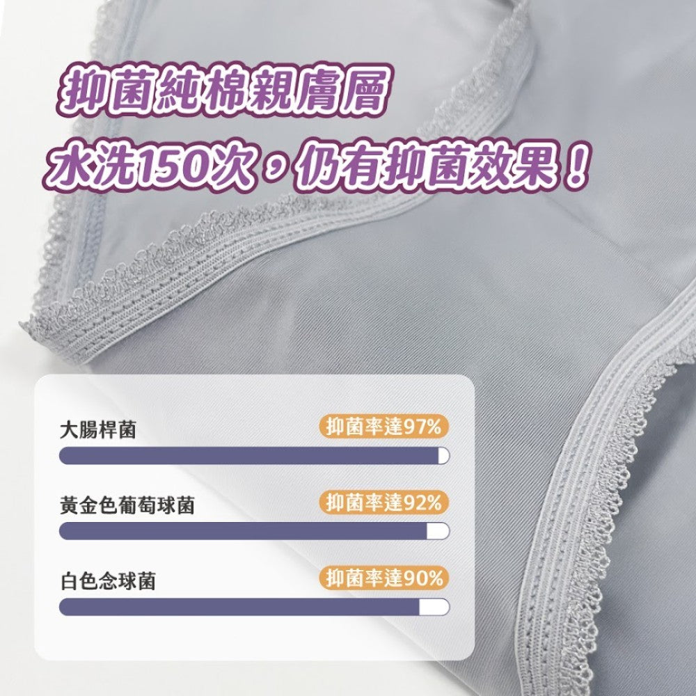 【谷慕慕】中腰抑菌半包臀內褲 灰/藍 多尺碼 抑菌內褲 絲滑舒適 女用內褲