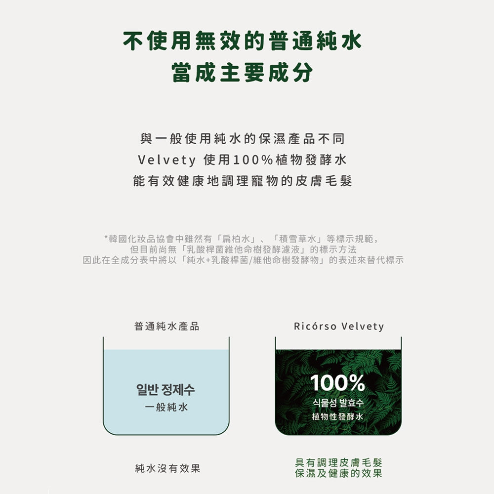 【Ricorso】Velvety絲絨肌膚凝膠 50ml/盒 犬貓專用 100%天然 植物發酵水配方 韓國