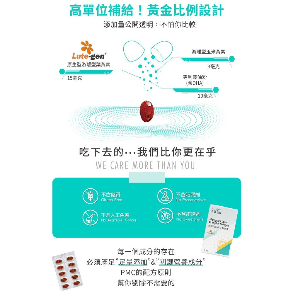 【百醫生技】金盞花山桑子軟膠囊 60顆/盒 游離型葉黃素 PTP獨立排裝 攜帶方便 9合1專利配方 光采澄現