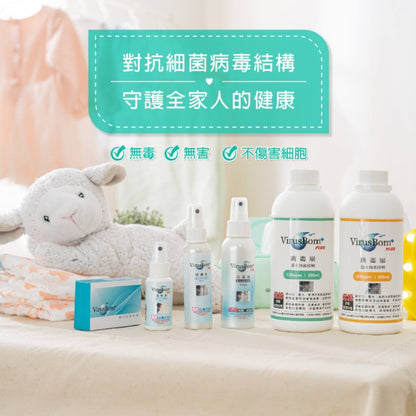【病毒崩VirusBom】100ppm補充瓶 500ml/瓶 台大研發 獲防疫獎 隨身清潔 可水洗 日常防護