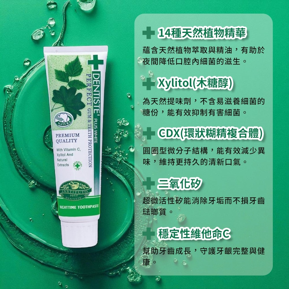 【DENTISTE'牙醫選】 夜用牙膏 100g/支 3入組 去除口臭 天然植物精華 保護牙齦