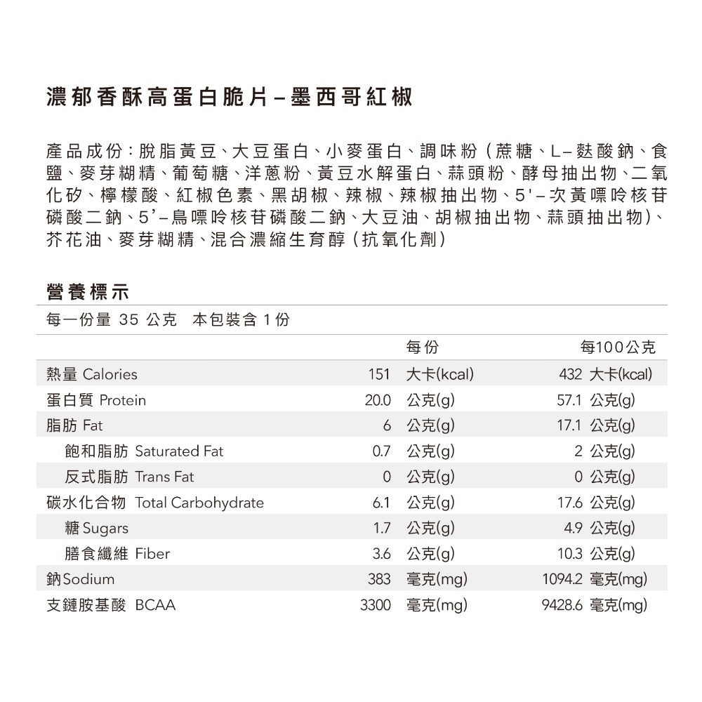 【Body Goals】濃郁香酥高蛋白脆片 35g/包 健身零食 高纖維 高蛋白 非油炸