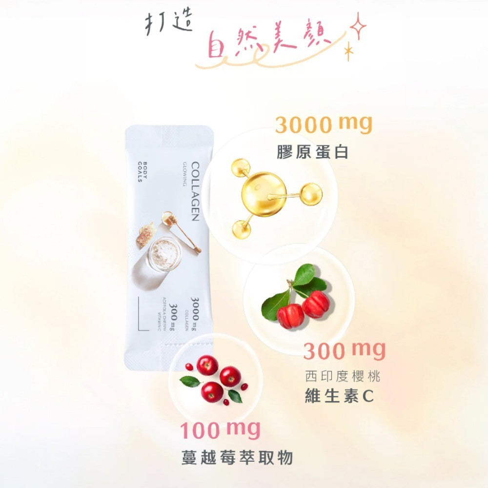 【Body Goals】水亮透嫩膠原蛋白 30包/盒 蜂蜜口味 日本專利膠原 穀胱甘肽 玻尿酸 神經醯胺