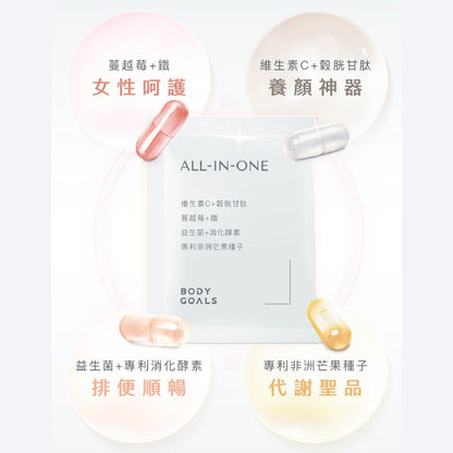【Body Goals】光纖煥顏隨身包 30包/盒 維生素C 穀胱甘肽 蔓越莓鐵 益生菌 消化酵素 美顏保養