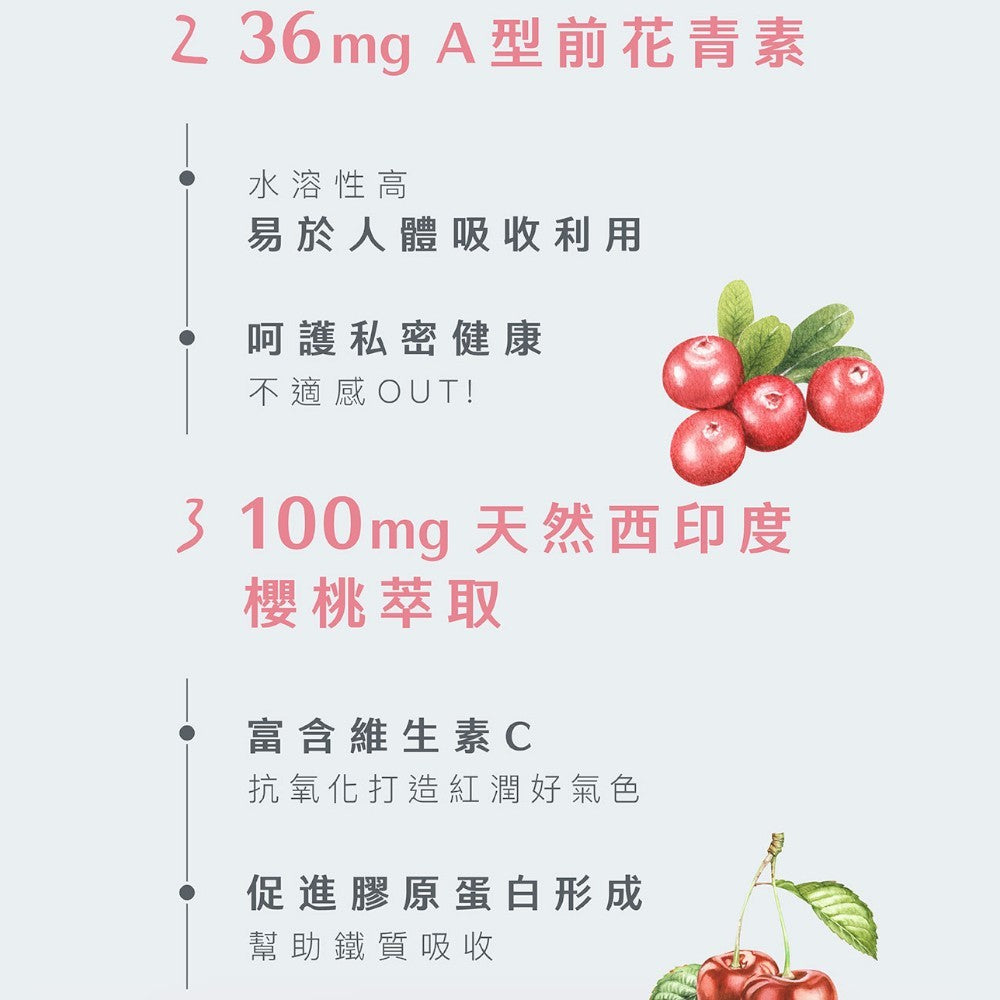 【Body Goals】蔓越莓膠囊 30顆/瓶 法國專利蔓越莓 前花青素 維生素C 女性保養 私密呵護