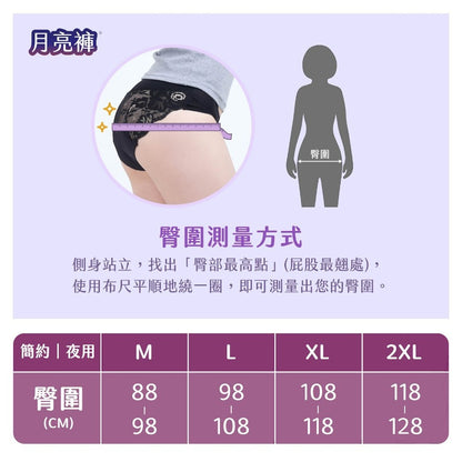 【谷慕慕】月亮褲夜用加長加量高腰吸血內褲 黑/藍 多尺碼 台灣製造 乾爽舒適 專利防漏安心 鋅離子抑菌