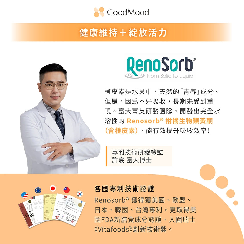 【GoodMood】好青春-陽光橙皮素 60顆/盒 維他命C+E 專利類黃酮 抗氧化 養顏美容