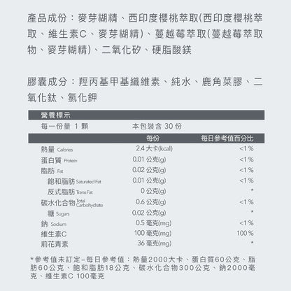【Body Goals】蔓越莓膠囊 30顆/瓶 法國專利蔓越莓 前花青素 維生素C 女性保養 私密呵護