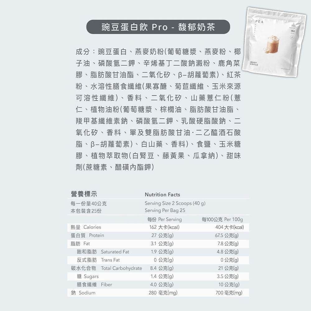 【Body Goals】多效乳清蛋白飲 1KG/袋 多效豌豆蛋白飲 PRO系列 高蛋白質 BCAA 健身補給