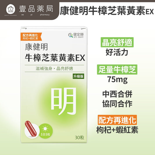 【健定師】康健明-樟芝葉黃素EX 30粒/盒 游離型葉黃素 明亮清晰