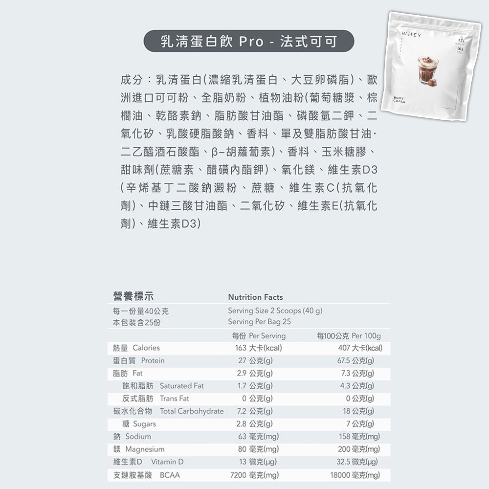 【Body Goals】多效乳清蛋白飲 1KG/袋 多效豌豆蛋白飲 PRO系列 高蛋白質 BCAA 健身補給