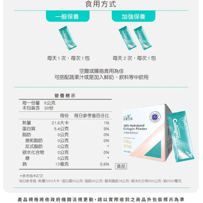 【百醫生技】水解膠原胜肽粉 買1盒送5包(共35包) 德國GELITA膠原蛋白 天然無添加 養顏美容 隨身包