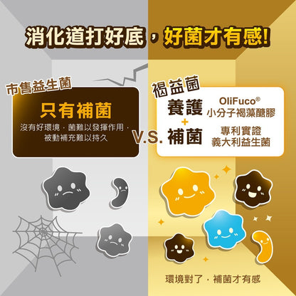 【HiQ中華海洋生技】褐益菌暢健雙重配方 30包/盒 褐藻醣膠 專利菌株 病後補給 HiQ益生菌