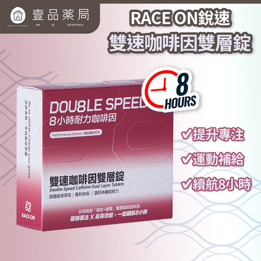 【RACE ON銳速】雙速咖啡因雙層錠 12錠/盒 增強運動效能 咖啡因補給 長效持久 提升專注 運動補給