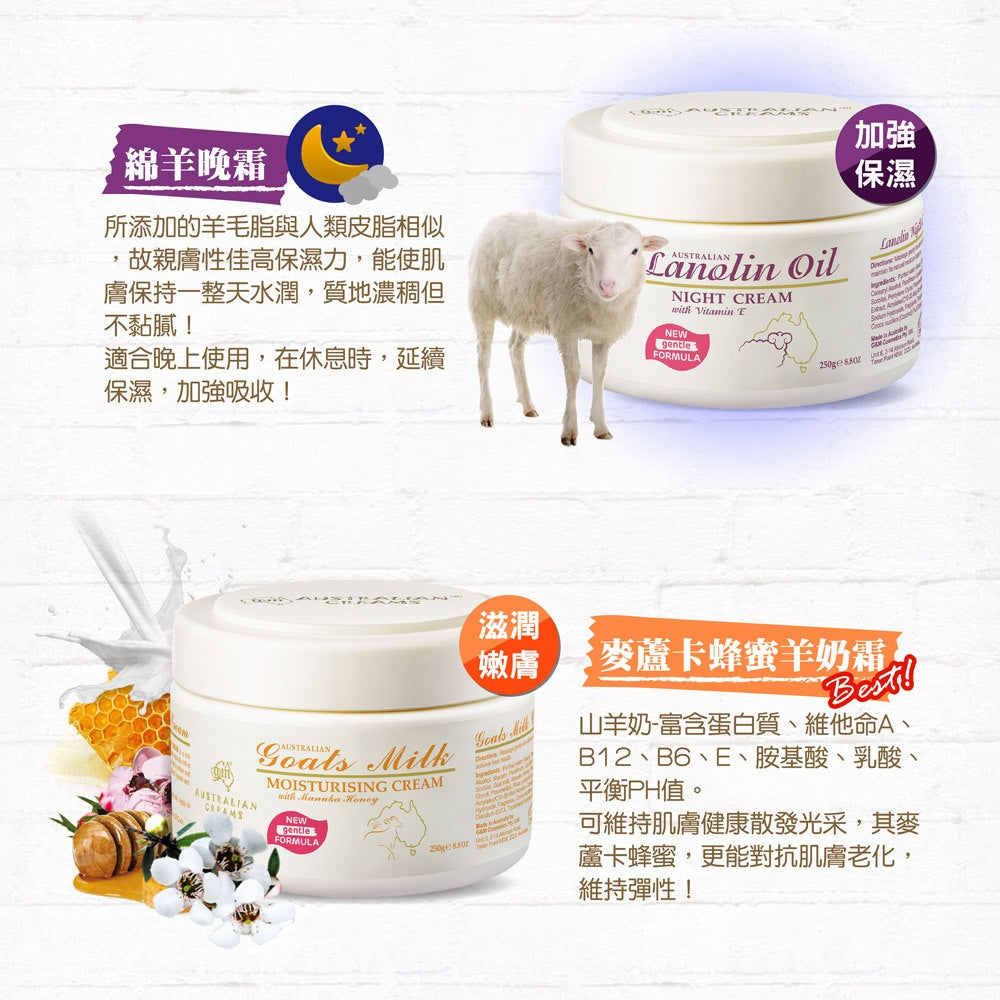 【澳洲G&M】綿羊霜 鴯鶓保濕霜 晚霜 維他命E修護 霜酪梨滋養霜