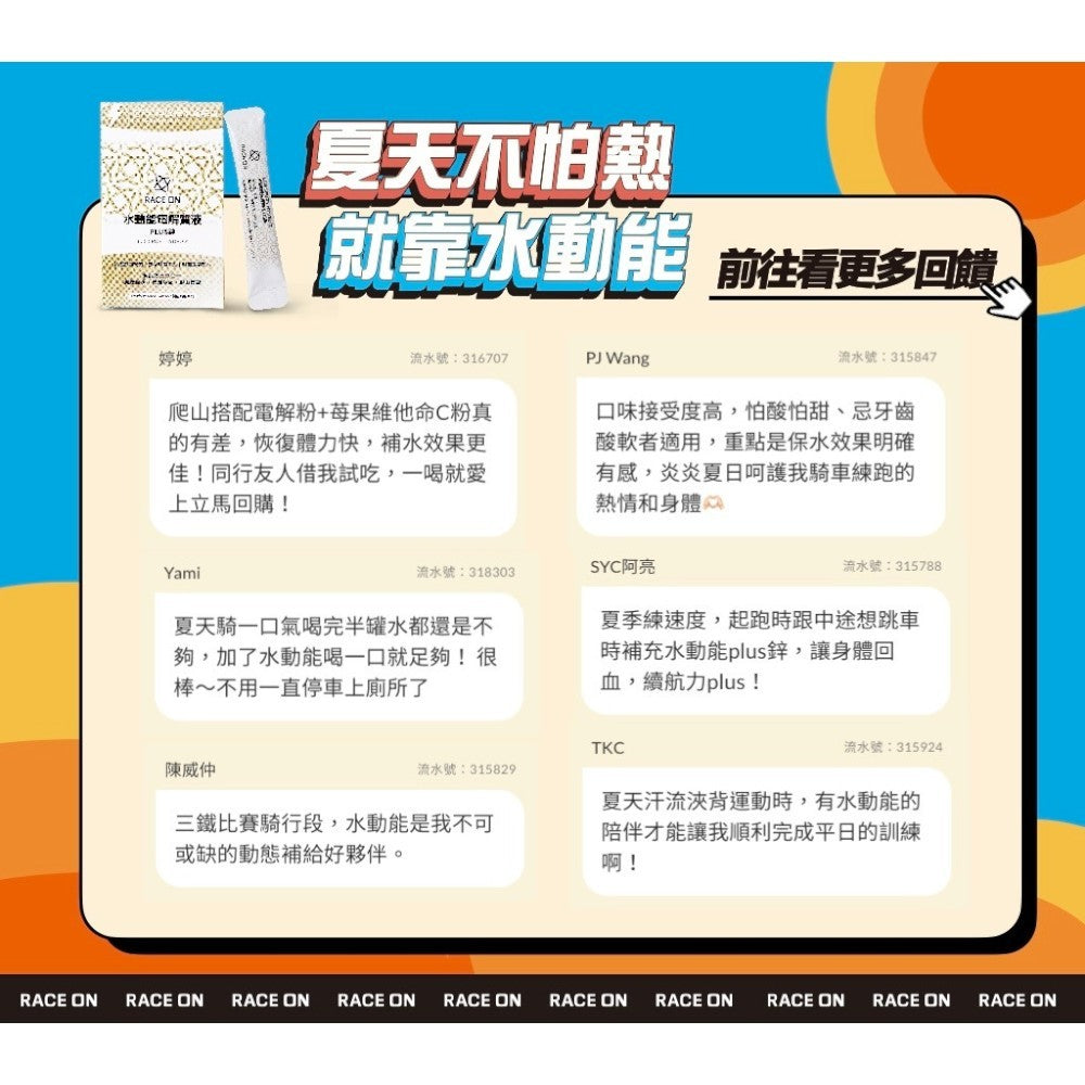 【RACE ON銳速】水動能電解質液PLUS鋅 12包/盒 2025升級版 科學化補給 國手運動員一致推薦