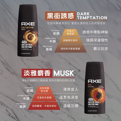 【AXE戰斧】體香噴霧 滾珠式止汗體香劑 150ml/瓶 40ml/瓶 多款可選 男士香氛 長效清新