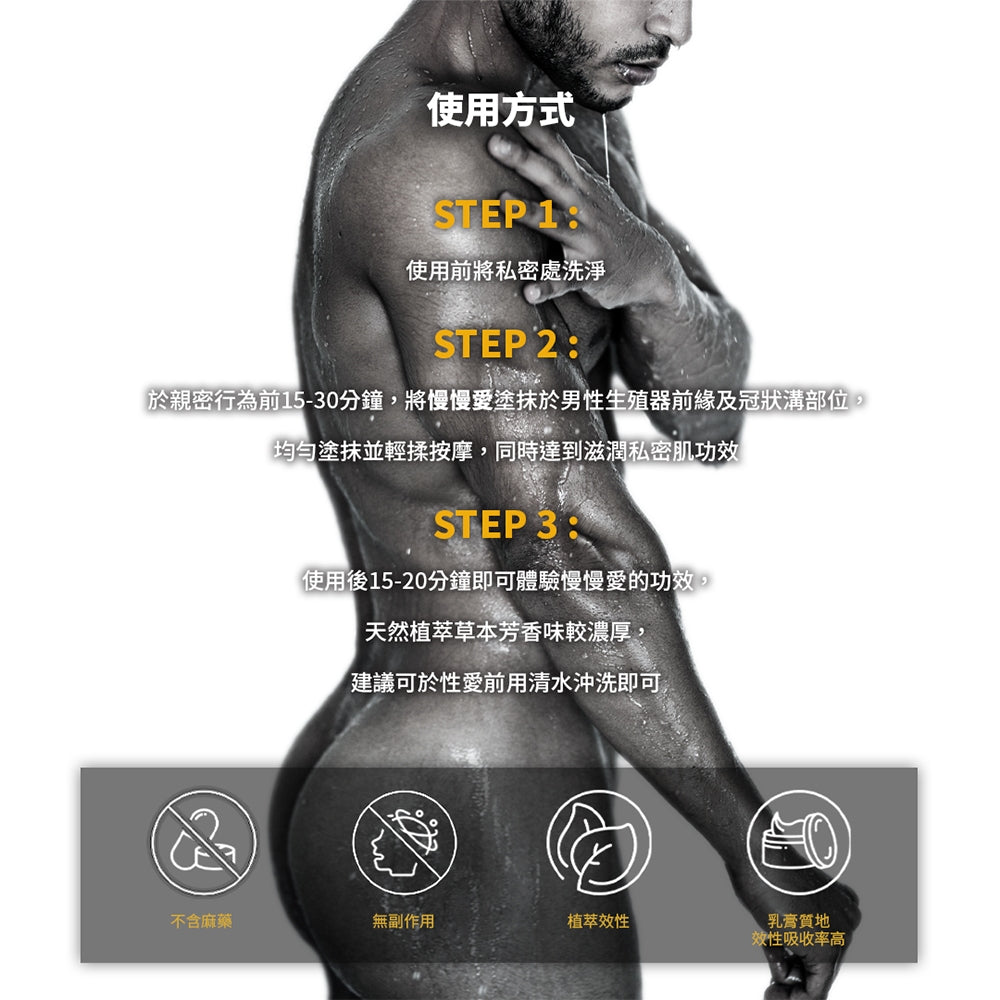 【HARU含春】SLOW FxxK 慢慢愛男性機能乳膏 20mL/盒 大麻籽油 巴西千日菊萃取 私密保養