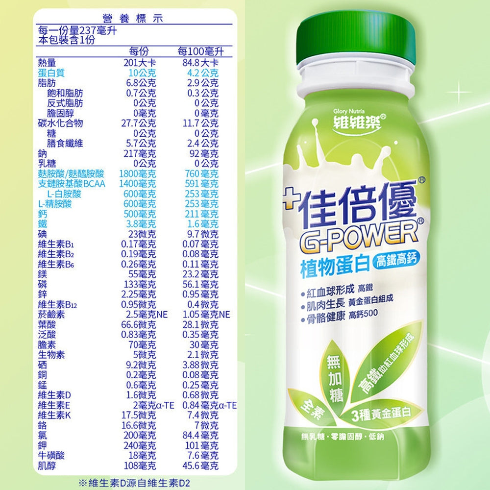【佳倍優】元氣高鈣 鉻100無糖不甜 箱購免運 植物蛋白全素無糖 保護力345 均衡補體 箱購賣場