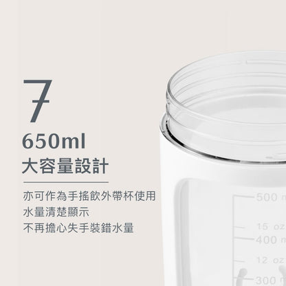 【Body Goals】電動搖搖杯 650ml 石耀黑 經典白 Tritan 密封防漏 USB充電 隨行杯