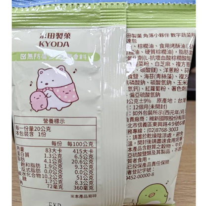 【京田製菓】角落小夥伴 四連包 80g/串 數字蔬菜餅 牛奶造型餅 吉伊卡哇 乳香小饅頭 15gx10/袋