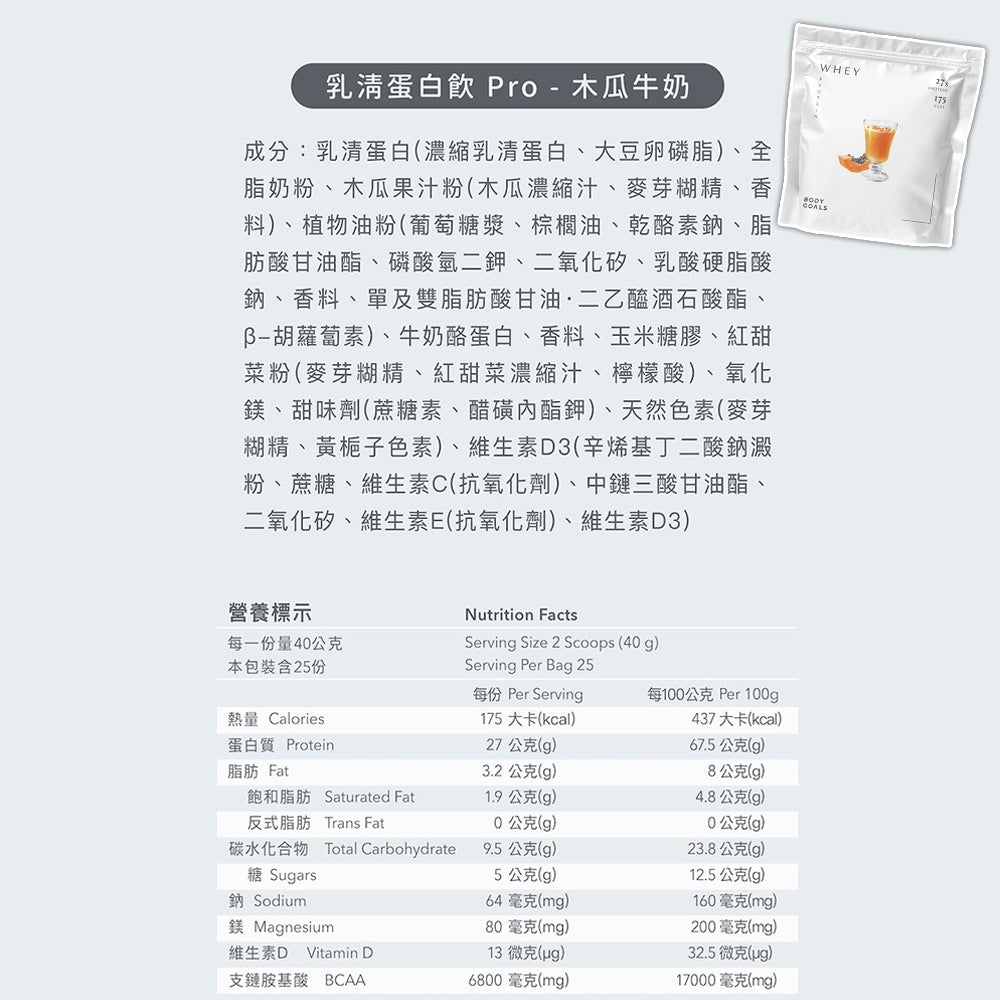 【Body Goals】多效乳清蛋白飲 1KG/袋 多效豌豆蛋白飲 PRO系列 高蛋白質 BCAA 健身補給
