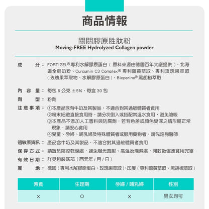 【百醫生技】關關膠原胜肽粉 30包/盒 德國專利膠原胜肽 無添加認證 關鍵保養 靈活行動 享受自由舒暢