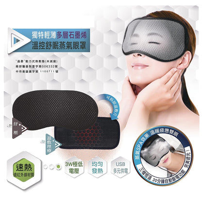 【晶晏】石墨烯熱敷眼罩 USB供電 恆溫熱敷 三段溫控 遠紅外線 疲勞舒緩 輕巧便攜 睡前午休好幫手
