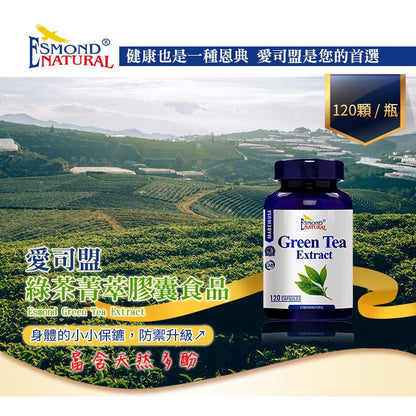 【愛司盟】綠茶菁萃膠囊 120顆/瓶 兒茶素 綠茶多酚 促進新陳代謝 養顏美容 調整體質